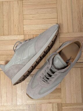 Koio Retro Running Shoe In Grey Leather